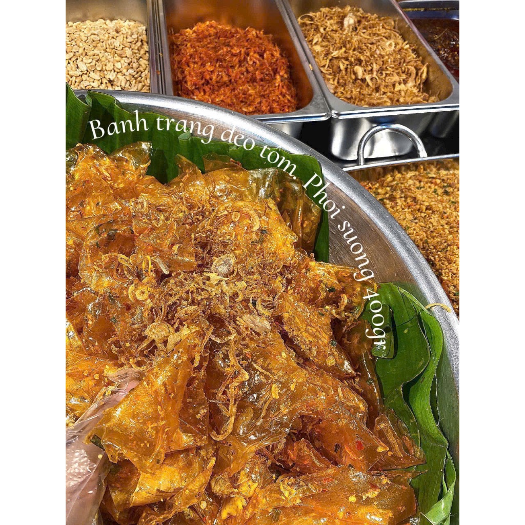 BÁNH TRÁNG DẺO TÔM PHƠI SƯƠNG Hũ 400gr Mix Gia Vị - Ăn vặt Su Xoắn