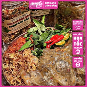 BÁNH TRÁNG DẺO PHƠI SƯƠNG TRỘN RAU RĂM Hũ 400gr ăn là ghiền - Ăn Vặt Su Xoắn