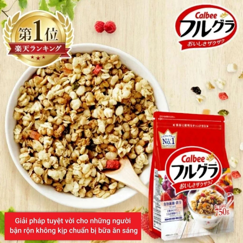 Ngũ Cốc Calbee hoa quả sấy khô nội địa Nhật Bản 750g, bữa ăn tiện lợi nhanh chóng tốt cho sức khỏe