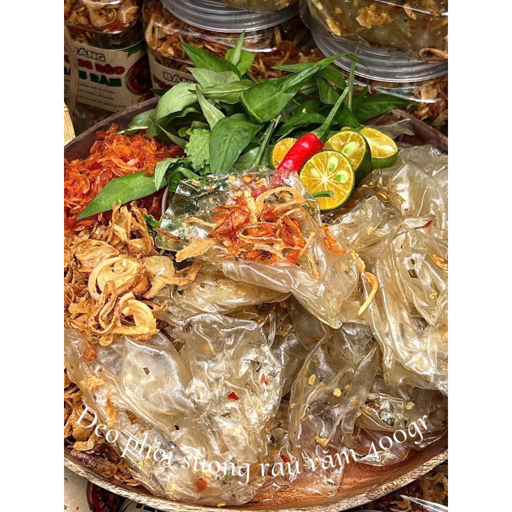 BÁNH TRÁNG DẺO PHƠI SƯƠNG TRỘN RAU RĂM Hũ 400gr ăn là ghiền - Ăn Vặt Su Xoắn