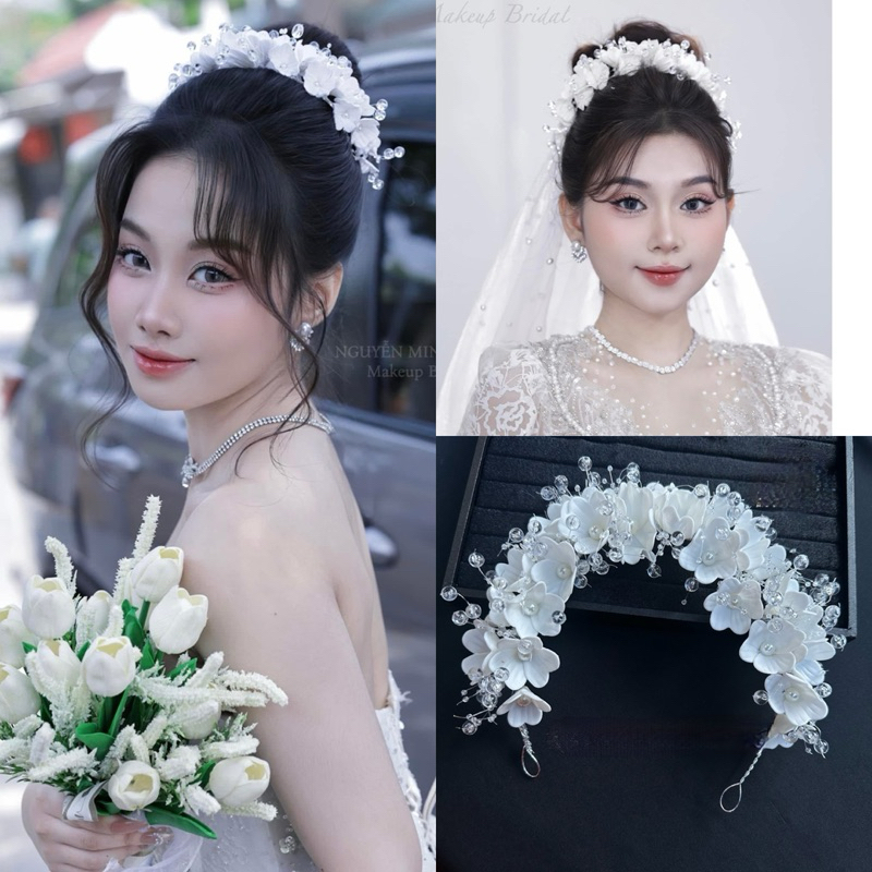 🔥🔥🔥Bờm cài tóc cô dâu hoa đất sét xinh-TB275|PHUKIENCUOIYENLINH