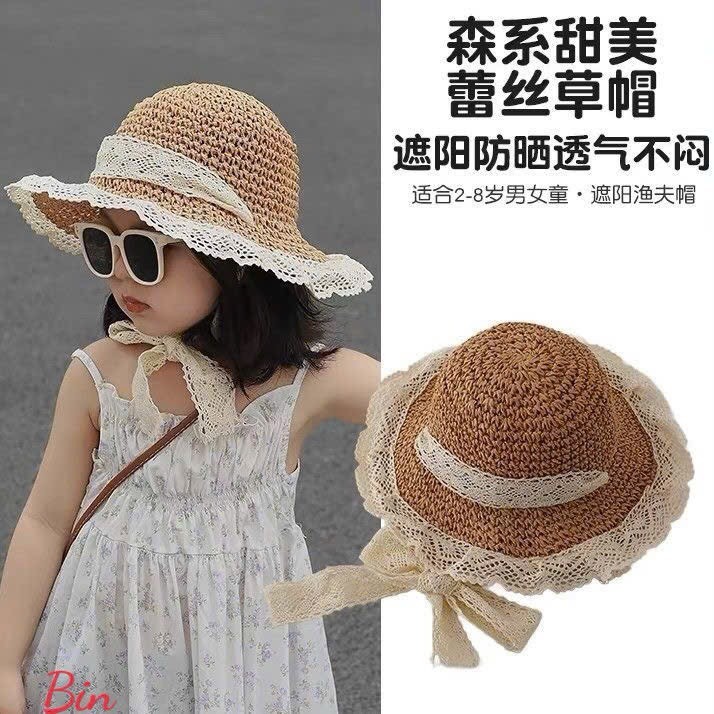 Mũ cói ren cao cấp cho bé gái_thoải mái,ngọt ngào,đáng yêu
