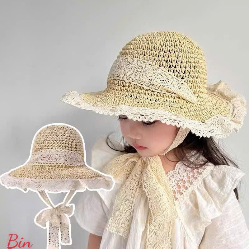 Mũ cói ren cao cấp cho bé gái_thoải mái,ngọt ngào,đáng yêu