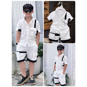 set sơmi thiết kế phối trắng cho bé trai 10-52kg TONIKIDS