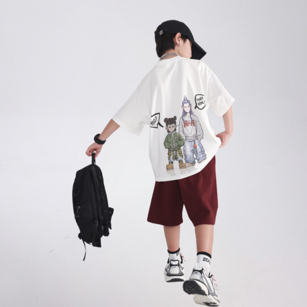 Áo Thun Ngắn Tay Mùa Hè Cho Bé Trai, Bé Gái In Hình Năng Động, Cổ Tròn B688 | JJ Kids Fashion