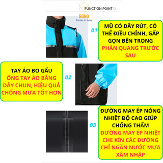 Bộ Áo Mưa 2 Lớp Nhiều Màu, Chống Thấm Nước, Phong Cách Hàn Quốc, Có Phản Quang Trước Sau An Toàn
