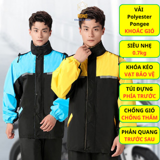 Bộ Áo Mưa 2 Lớp Nhiều Màu, Chống Thấm Nước, Phong Cách Hàn Quốc, Có Phản Quang Trước Sau An Toàn