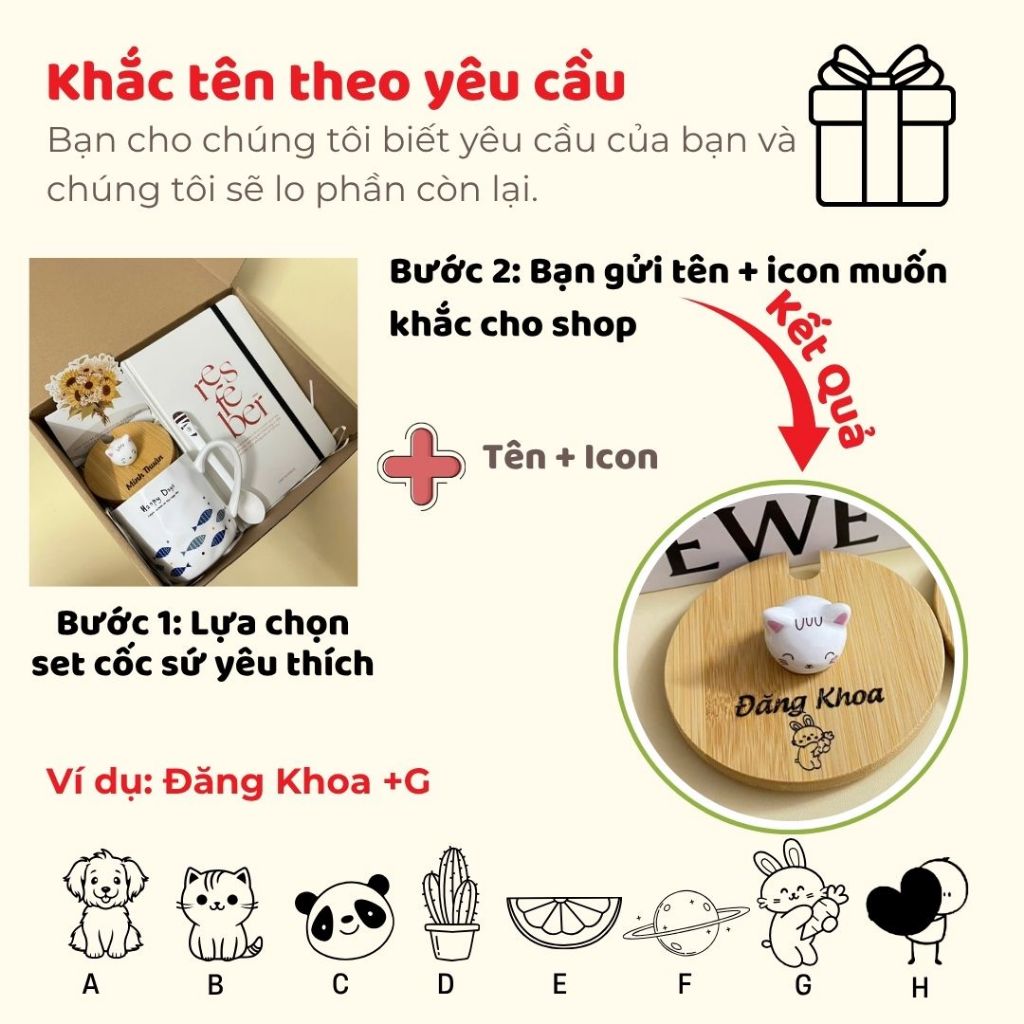 [Mới/Hỏa Tốc] Set quà tặng Tốt Nghiệp, Sinh nhật, Kỉ niệm KHẮC TÊN THEO YÊU CẦU NẮP CỐC SỨ kèm sổ tay cao cấp