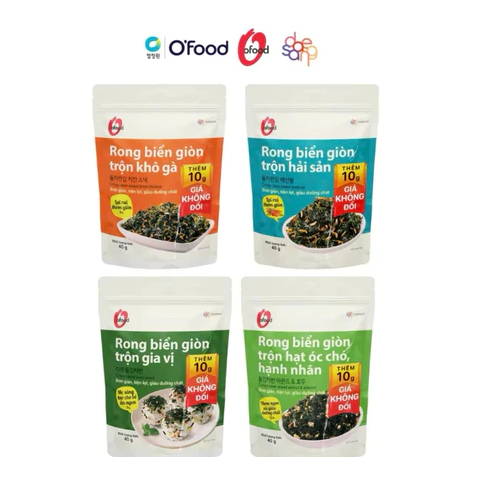 Combo 3 gói rong biển giòn trộn vị O'food gói 40g, ăn vặt, trộn cơm, chuẩn vị hàn quốc
