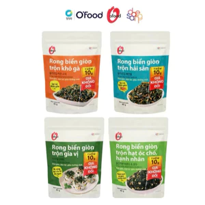 Combo 6 rong biển giòn trộn khô gà, hải sản, hạt óc chó hạnh nhân, cá hồi, rau&hạt O'Food