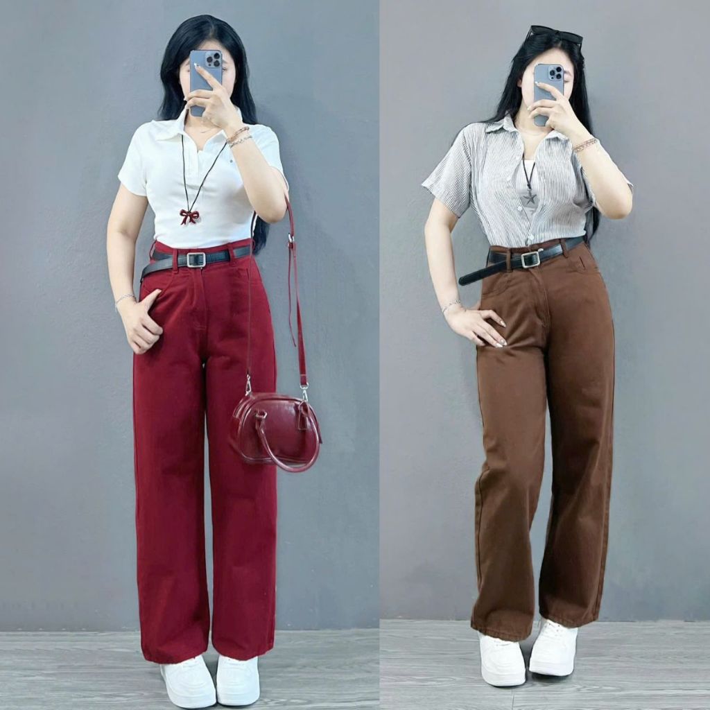 Quần Kaki Lưng Cao Sang Màu Đỏ Bigsize Nữ Lên Phom Tôn Dáng Cho Các Nàng Mũm Mỉm Q536
