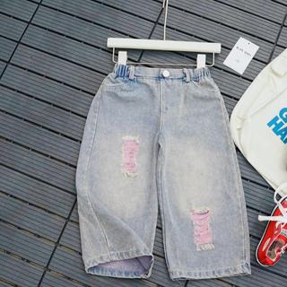 S132-Quần jean bò rách mềm cá tính cho bé gái - Size 8-30Kg