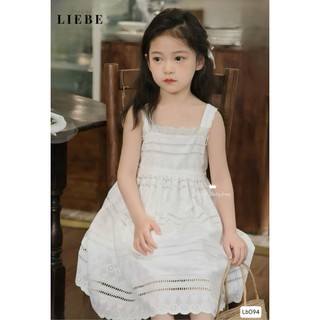 [B&G] Đầm váy trắng 2 dây tiểu thư chất thêu cao cấp cho bé gái từ 10-42kg(1-10 tuổi)