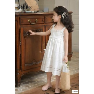 [B&G] Đầm váy trắng 2 dây tiểu thư chất thêu cao cấp cho bé gái từ 10-42kg(1-10 tuổi)