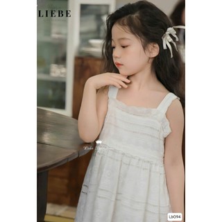 [B&G] Đầm váy trắng 2 dây tiểu thư chất thêu cao cấp cho bé gái từ 10-42kg(1-10 tuổi)
