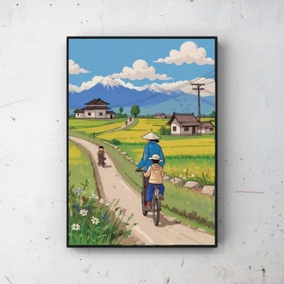 [Tranh Ký Ức Hoài Niệm Tuổi Thơ] Tranh Tráng Gương Bo Viền Cao Cấp - Tranh Treo Tường Trang Trí Phòng Khách