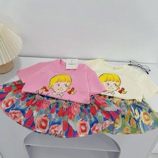 S18- Set áo thun phối chân váy hoa bé gái dễ thương - Size 8-30Kg