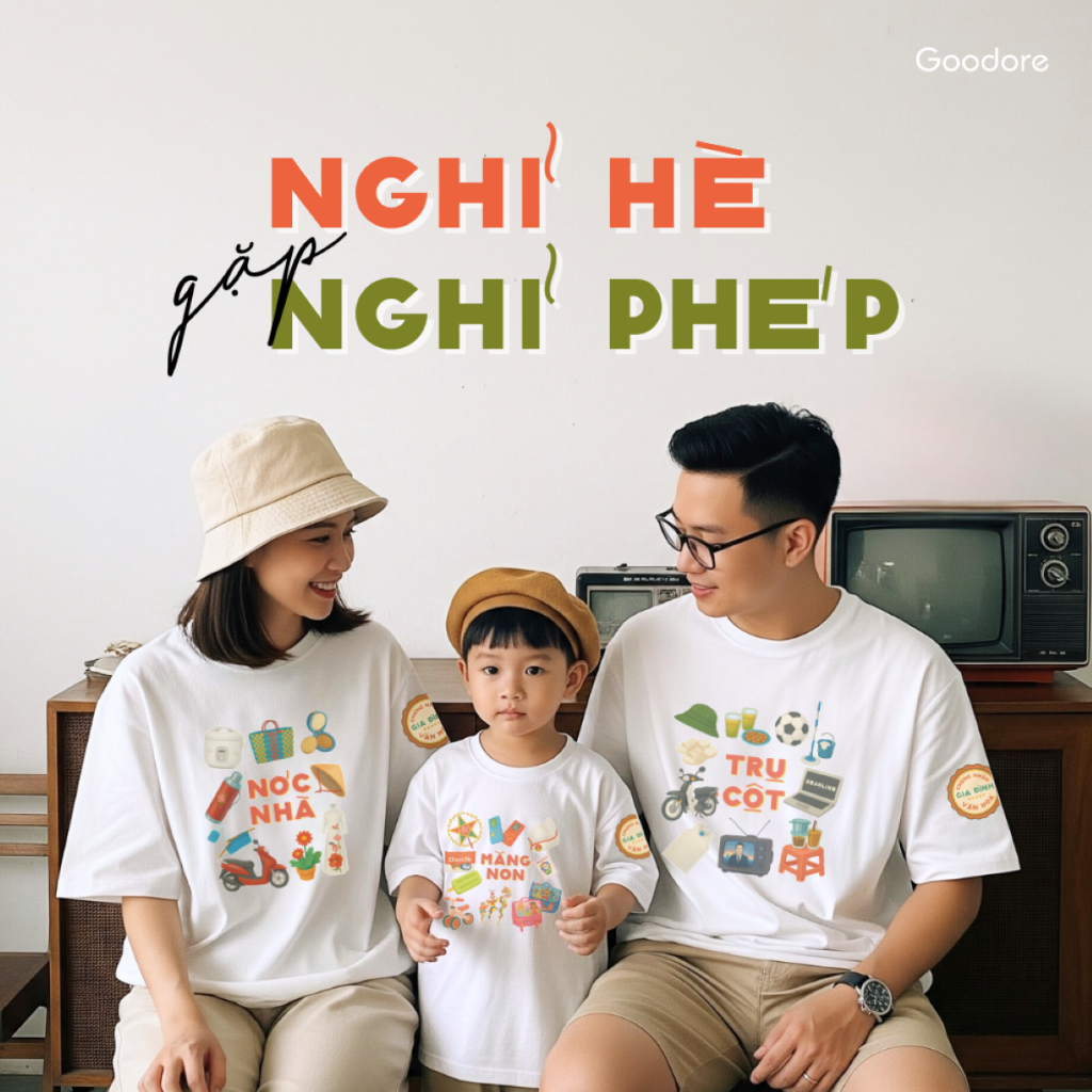 Áo thun Oversize cotton unisex nam nữ Goodore BST Gia Đình Văn Hóa mẫu Trụ Cột thoáng mát năng động