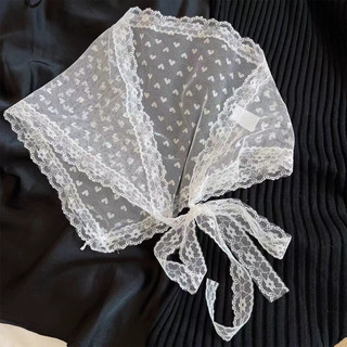 Khăn Ren Nữ Phiên Bản Hàn Quốc Xuân Hè Handmade Khăn Tam Giác Khăn Đội Đầu Ren Trắng Đi Biển