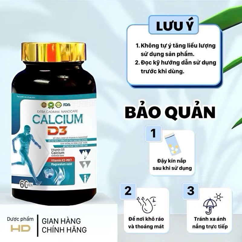 Viên uống tăng chiều cao CALCIUM D3 bổ sung Canxi, giúp tăng chiều cao từ 8 > 25 tuổi- Hộp 60 viên dùng 1 tháng
