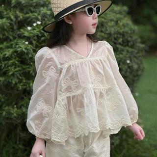 S277-Set áo dài tay phối quần ren cho bé gái size từ 8-30Kg