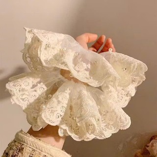 BUỘC TÓC LƯỚI ĐÍNH NGỌC 2 LỚP TRẮNG KEM