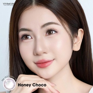 Kính áp tròng VIVIMOON Lens cận 6 tháng nâu tự nhiên cho mắt thở Honey Choco Giá 1 chiếc (1 bên mắt)
