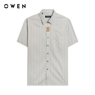 Owen - Áo sơ mi ngắn tay Body Fit AB250099NT màu Xám chất liệu Bamboo poly