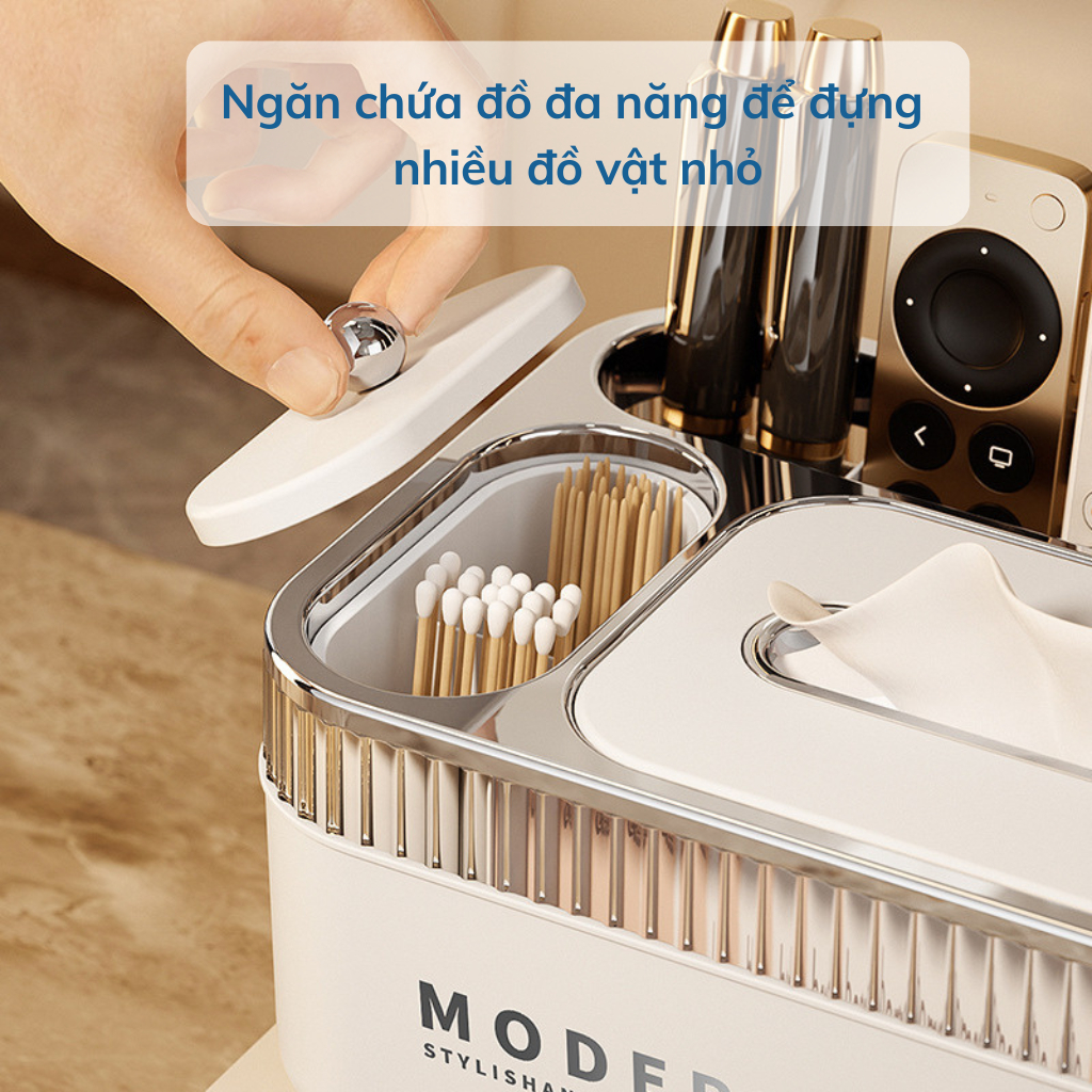 Hộp Đựng Giấy Hình Gấu Đa Năng – Có Ngăn Đựng Điều Khiển, Bút, Gương Mini