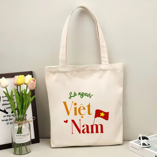 Túi tote, Túi vải bố canvas cotton Là người Việt Nam đeo vai thời trang đựng vừa A4 - tot2030