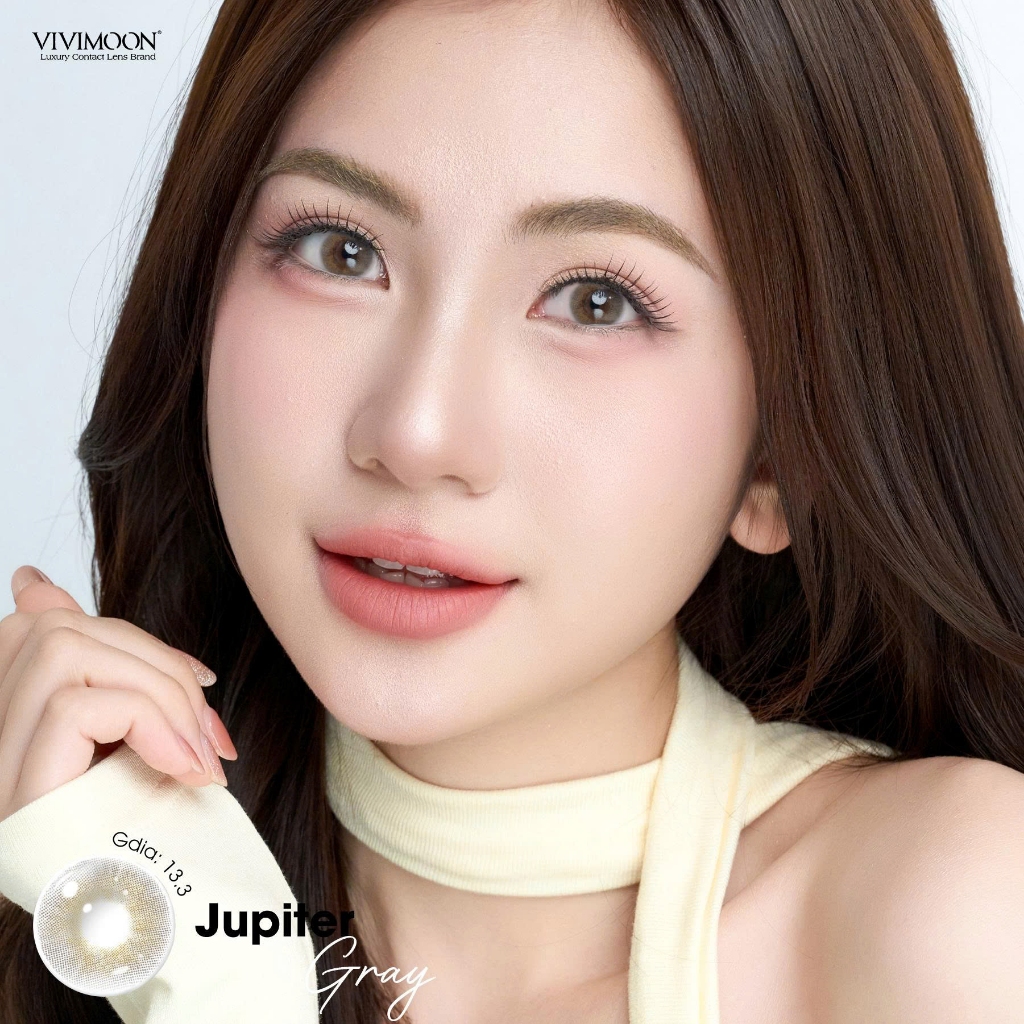 VIVIMOON lens cận 1 ngày Jupiter Gray, kính áp tròng khóa ẩm màu xám pha ánh vàng (Giá 1 chiếc, x2 để mua 1 đôi) | BigBuy360 - bigbuy360.vn