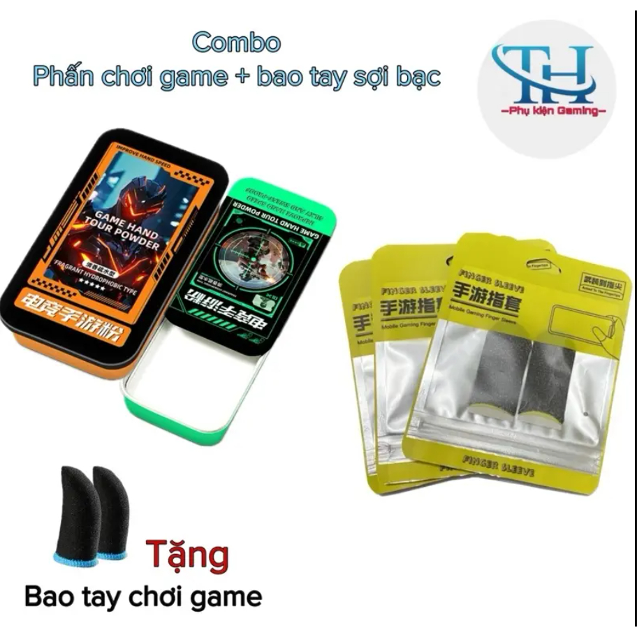 Combo Phấn Chơi Game Bao Tay Sợi Bạc/ Bao Tay F1 Cao Cấp Chống Mồ Hôi Tay