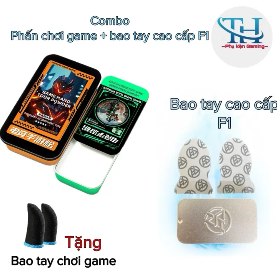 Combo Phấn Chơi Game Bao Tay Sợi Bạc/ Bao Tay F1 Cao Cấp Chống Mồ Hôi Tay