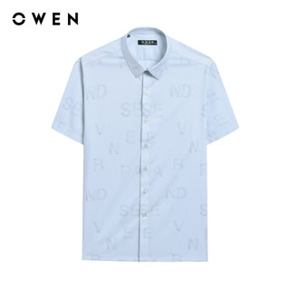 Owen - Áo sơ mi ngắn tay Body Fit AB250013N màu Xanh nhạt chất liệu Milk