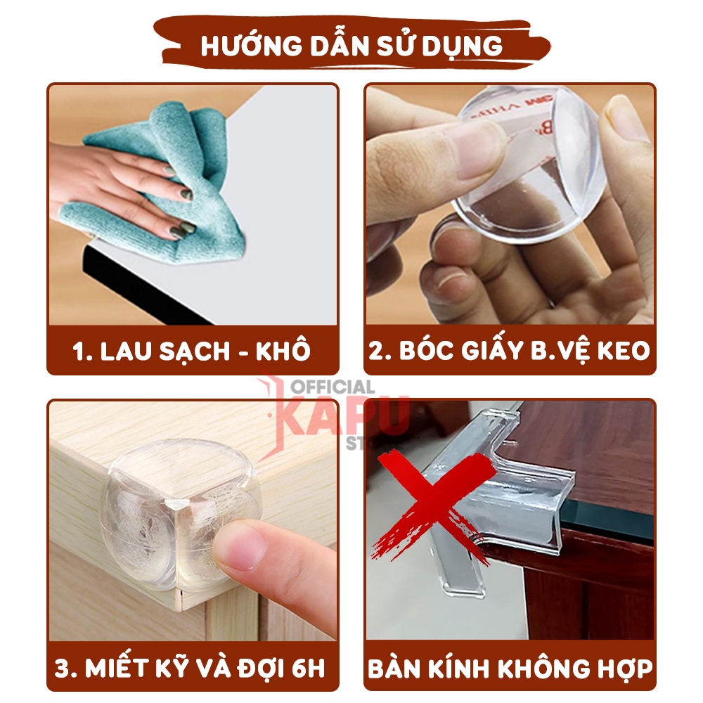 Miếng bịt góc bàn bám dính tốt trong suốt bằng Silicon chất liệu an toàn tránh va đập cho bé