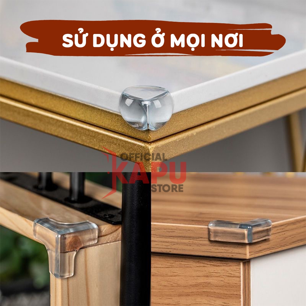 Miếng bịt góc bàn bám dính tốt trong suốt bằng Silicon chất liệu an toàn tránh va đập cho bé