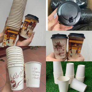 Set 50 Cốc giấy ly giấy dùng 1 lần dày đẹp dùng uống nước nóng lạnh