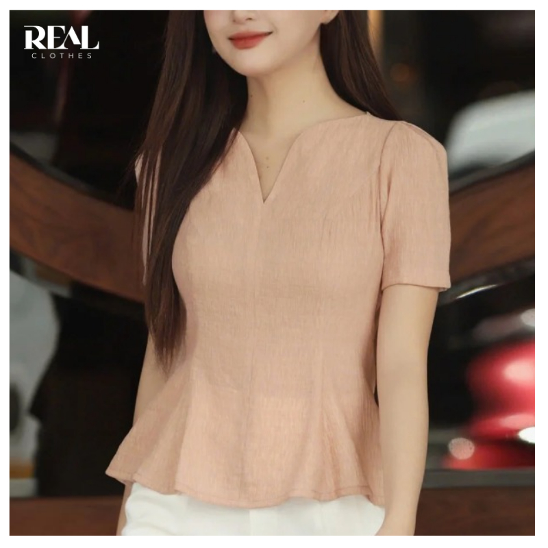 Áo kiểu dáng peplum che bụng Tina REAL CLOTHES (tổng hợp màu), mềm nhẹ, lạ mắt