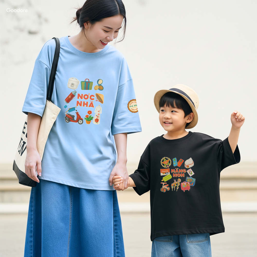 Áo thun Oversize cotton unisex nam nữ Goodore Bộ sưu tập Gia Đình Văn Hóa mẫu Nóc Nhà thoáng mát năng động