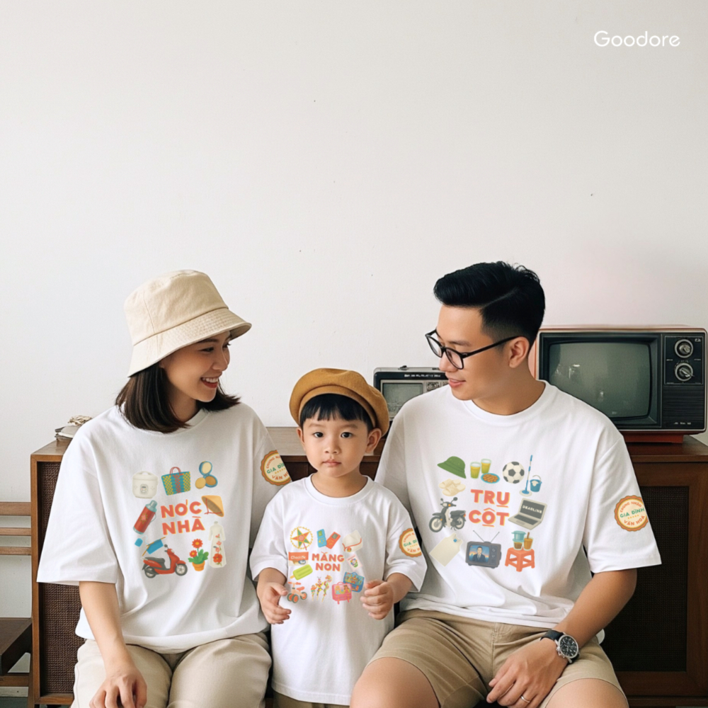 Áo thun Oversize cotton unisex nam nữ Goodore BST Gia Đình Văn Hóa mẫu Măng Non thoáng mát năng động