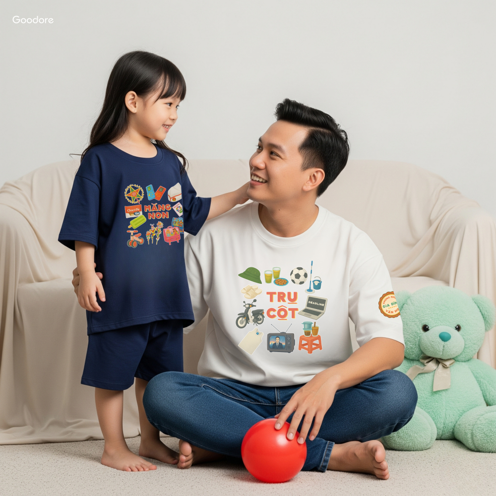 Áo thun Oversize cotton unisex nam nữ Goodore BST Gia Đình Văn Hóa mẫu Trụ Cột thoáng mát năng động
