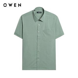 Owen - Áo sơ mi ngắn tay Body Fit AB250090NT màu Rêu chất liệu Milk