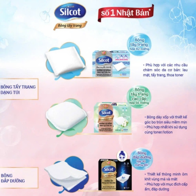 Hộp Bông Tẩy Trang Silcot Premium 66 Miếng/Hộp