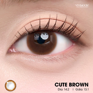Kính áp tròng cận VIVIMOON LENS cận nâu tự nhiên cho mắt thở Cute Brown hạn sử dụng 6 tháng
