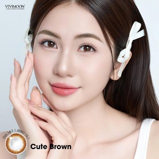 Kính áp tròng cận VIVIMOON LENS cận nâu tự nhiên cho mắt thở Cute Brown hạn sử dụng 6 tháng