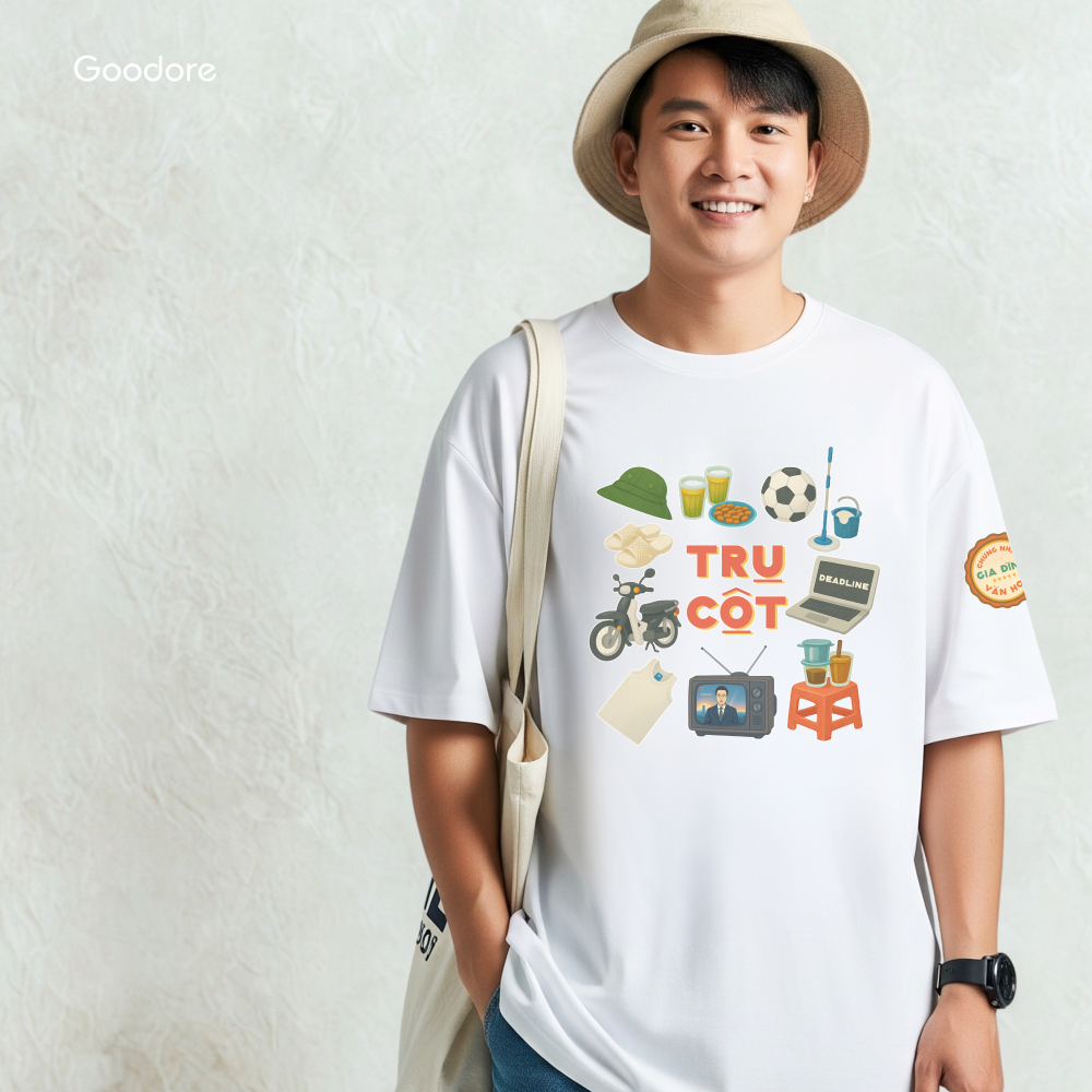 Áo thun Oversize cotton unisex nam nữ Goodore BST Gia Đình Văn Hóa mẫu Trụ Cột thoáng mát năng động