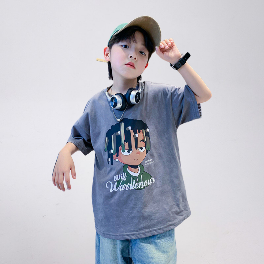 Áo Thun Ngắn Tay Mùa Hè Cho Bé Trai, Bé Gái In Hình Năng Động, Cổ Tròn B687 | JJ Kids Fashion