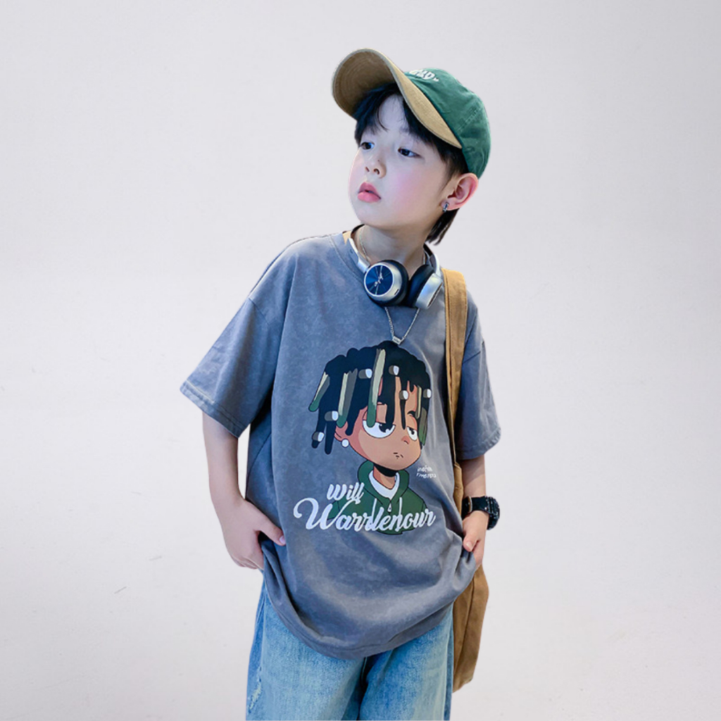 Áo Thun Ngắn Tay Mùa Hè Cho Bé Trai, Bé Gái In Hình Năng Động, Cổ Tròn B687 | JJ Kids Fashion