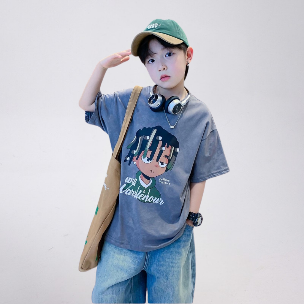Áo Thun Ngắn Tay Mùa Hè Cho Bé Trai, Bé Gái In Hình Năng Động, Cổ Tròn B687 | JJ Kids Fashion
