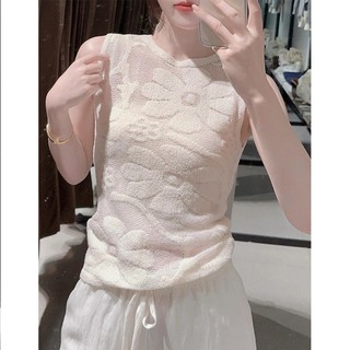 Zara made in Morocco đủ tag Áo gile trắng 2 lớp vải thanh lịch